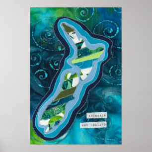 Poster Mapa da arte têxtil neozelandesa de Aotearoa