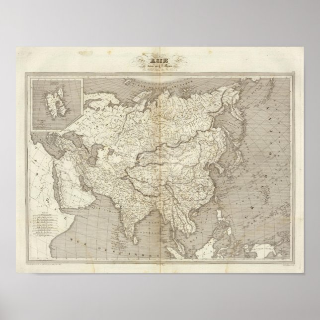 Póster Mapa da Ásia (Frente)