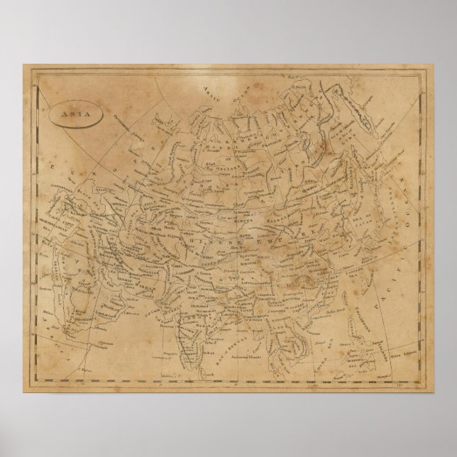 Póster Mapa da Ásia 3 (Frente)