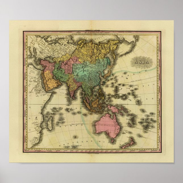 Poster Mapa da Ásia em 1825 por Henry Tanner (Frente)