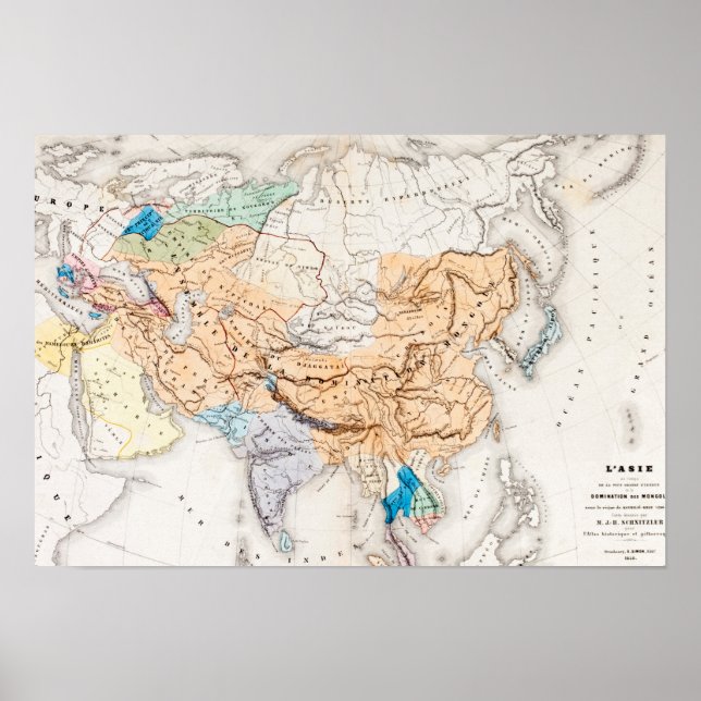 Poster Mapa da Ásia | Hora de Kublai Khan (Frente)