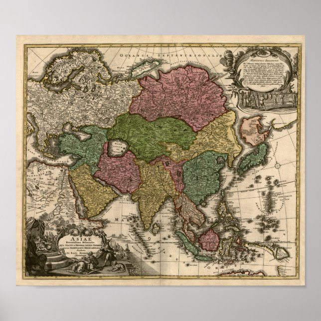 Poster Mapa da Ásia na década de 1700 (Frente)