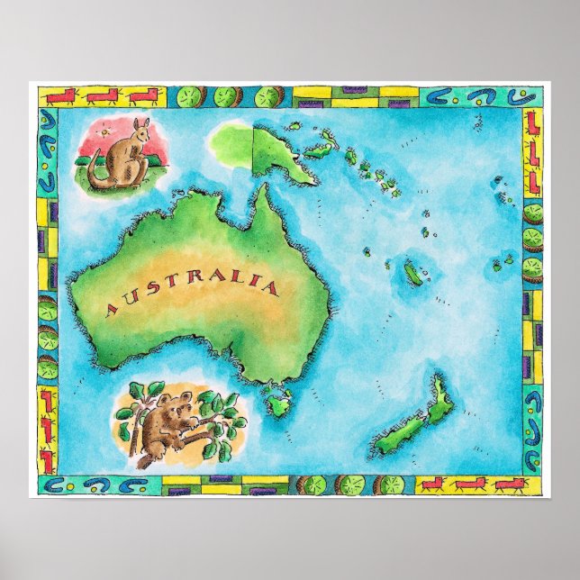 Poster Mapa da Austrália (Frente)