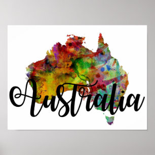 Póster Mapa da Austrália