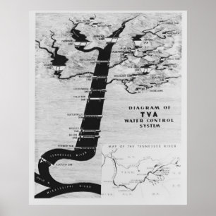 POSTER MAPA DA AUTORIDADE DO TENNESSEE VALLEY 1933