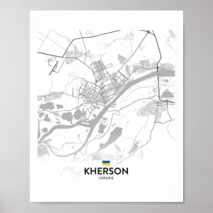 Poster Mapa da Bandeira da Kherson Ucrânia 