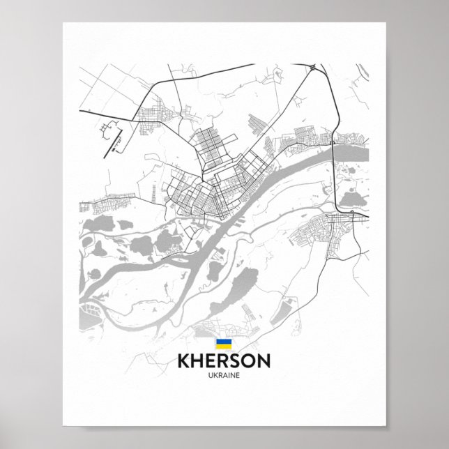 Poster Mapa da Bandeira da Kherson Ucrânia  (Frente)