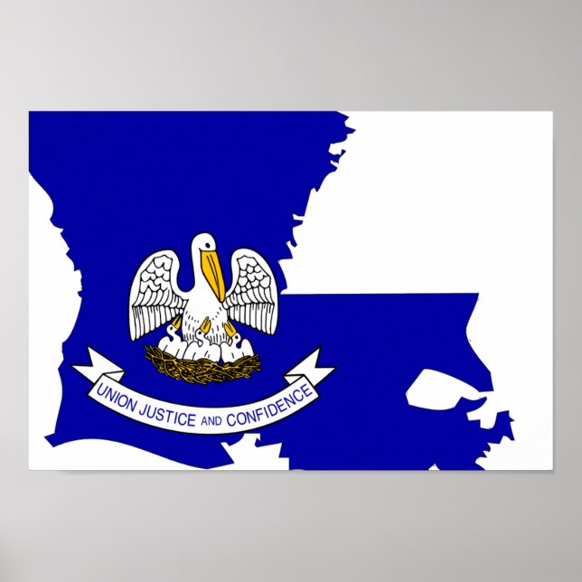 Poster Mapa da Bandeira da Louisiana (Frente)