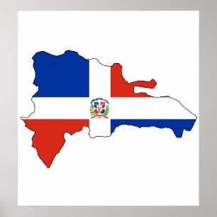 Poster Mapa da bandeira da República Dominicana sem
