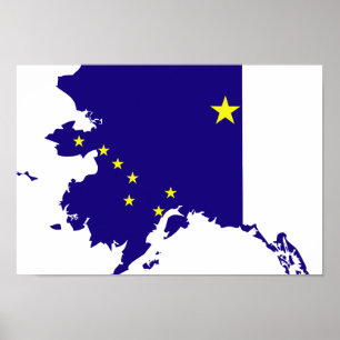 Póster Mapa da bandeira de Alaska