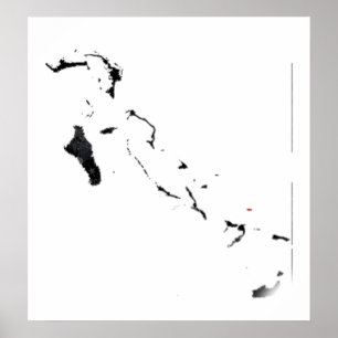 Póster Mapa da bandeira de Bahamas sem redução