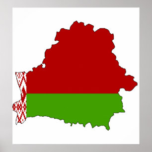 Poster Mapa da bandeira de Belarus sem redução