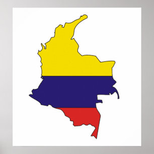 Póster Mapa da bandeira de Colômbia sem redução