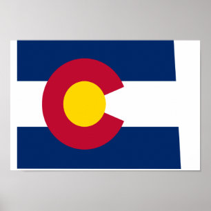 Poster Mapa da bandeira de Colorado