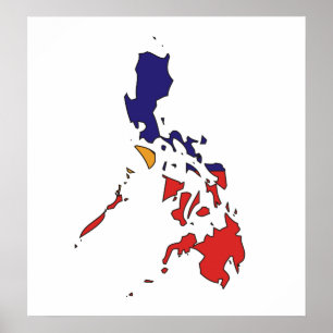 Poster Mapa da bandeira de Filipinas sem redução