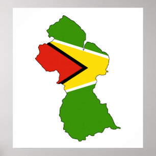 Póster Mapa da bandeira de Guyana sem redução