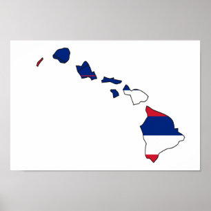 Póster Mapa da bandeira de Havaí