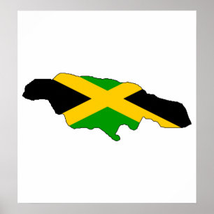 Póster Mapa da bandeira de Jamaica sem redução
