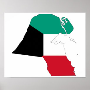 Poster Mapa da bandeira de Kuwait