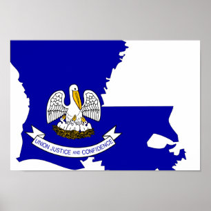 Poster Mapa da bandeira de Louisiana