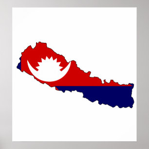 Póster Mapa da bandeira de Nepal sem redução