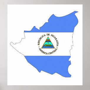 Póster Mapa da bandeira de Nicarágua sem redução