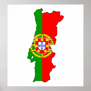 Póster Mapa da bandeira de Portugal sem redução