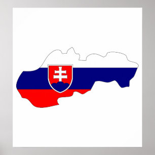 Póster Mapa da bandeira de Slovakia sem redução