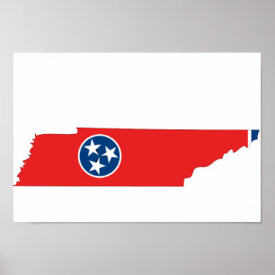 Poster Mapa da bandeira de Tennessee