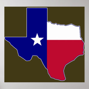 Póster Mapa da bandeira de Texas