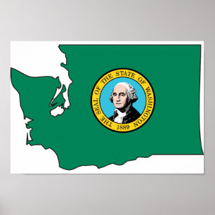Póster Mapa da bandeira de Washington
