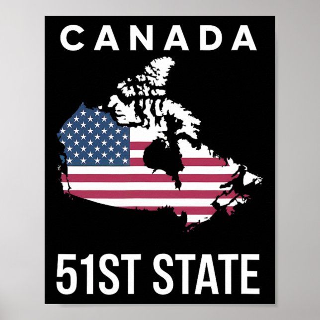 Poster Mapa da bandeira dos EUA Canadá 51º Estado  (Frente)