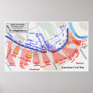 Póster Mapa da batalha americana da guerra civil de