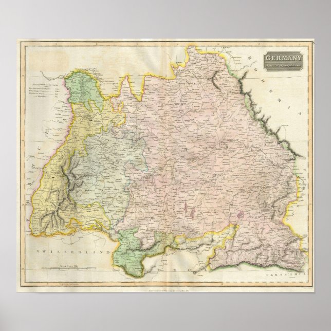 Poster Mapa da Baviera Alemanha (1814) (Frente)