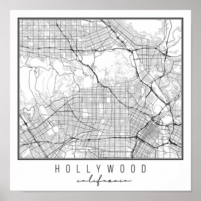 Poster Mapa da Califórnia em Hollywood (Frente)