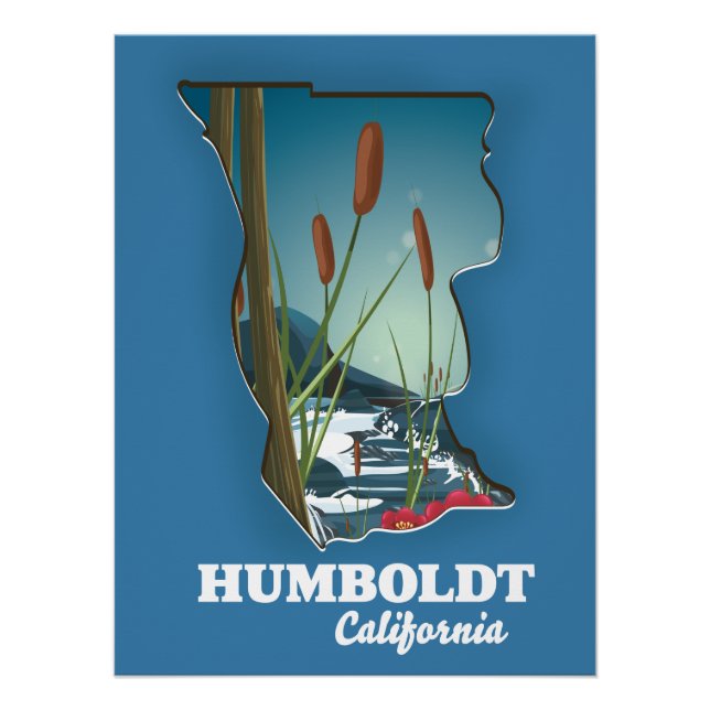 Póster Mapa da Califórnia em Humboldt (Frente)