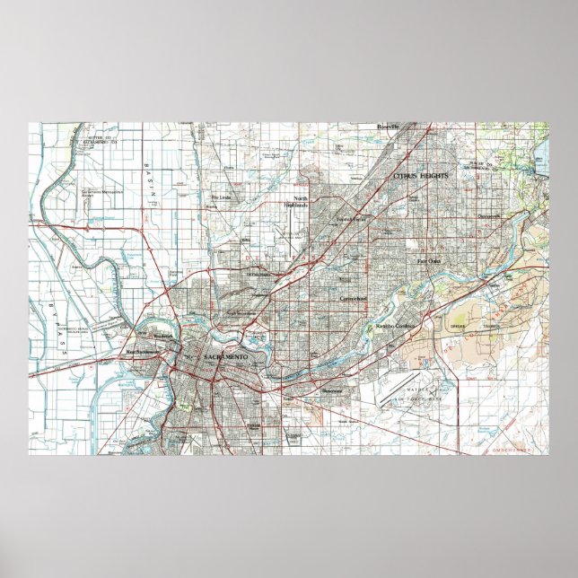 Póster Mapa da Califórnia em Sacramento (1994) (Frente)