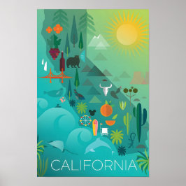 Poster Mapa da Califórnia Impresso