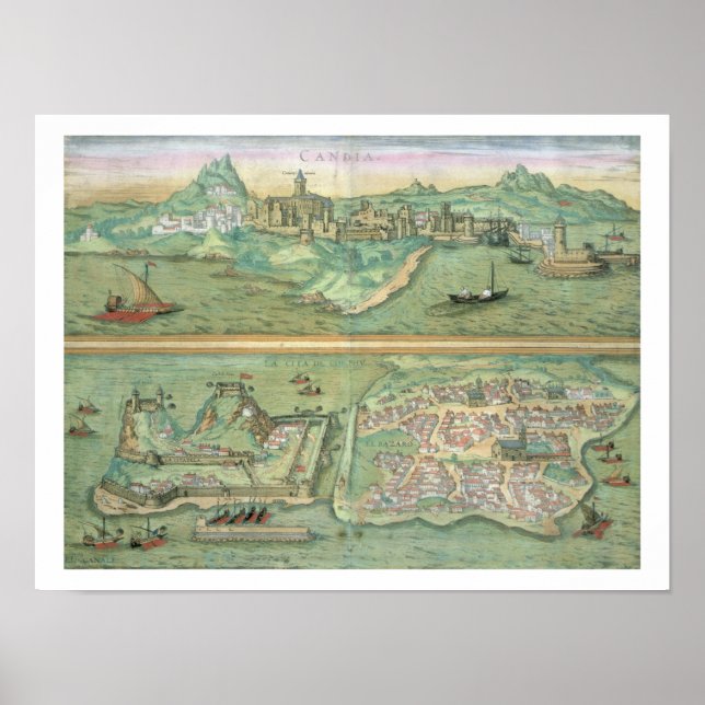 Poster Mapa da Candia e Corfu, de Civitates Orbis Ter (Frente)
