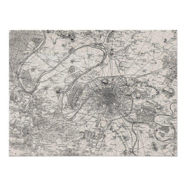 Póster Mapa da capital da França em Paris (Frente)