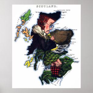 Poster Mapa da caricatura de Scotland