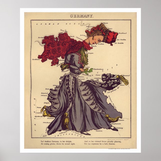 Poster Mapa da Caricatura na Alemanha em 1868 (Frente)