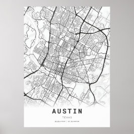 Poster Mapa da Cartografia da Cidade de Austin