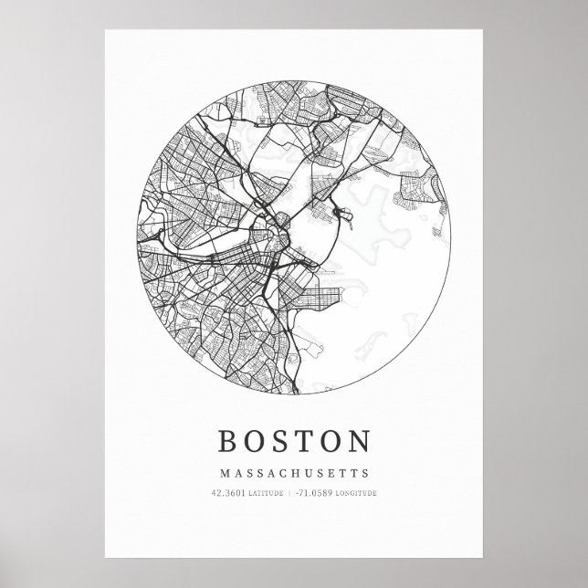 Poster Mapa da Cartografia de Boston (Frente)