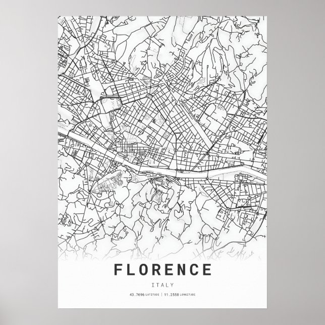 Poster Mapa da Cartografia de Florence City (Frente)