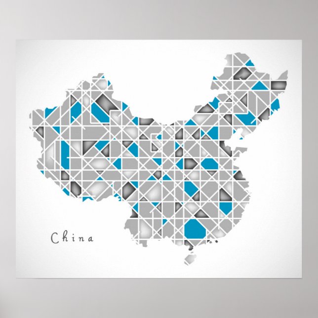 Póster Mapa da China | Crystal Diamond Style Trabalho de  (Frente)