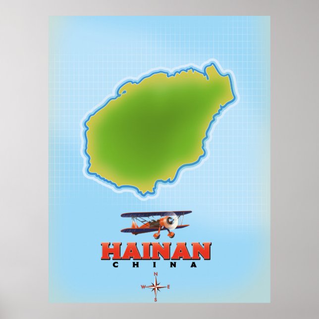 Poster Mapa da China Hainan (Frente)