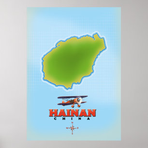 Poster Mapa da China Hainan