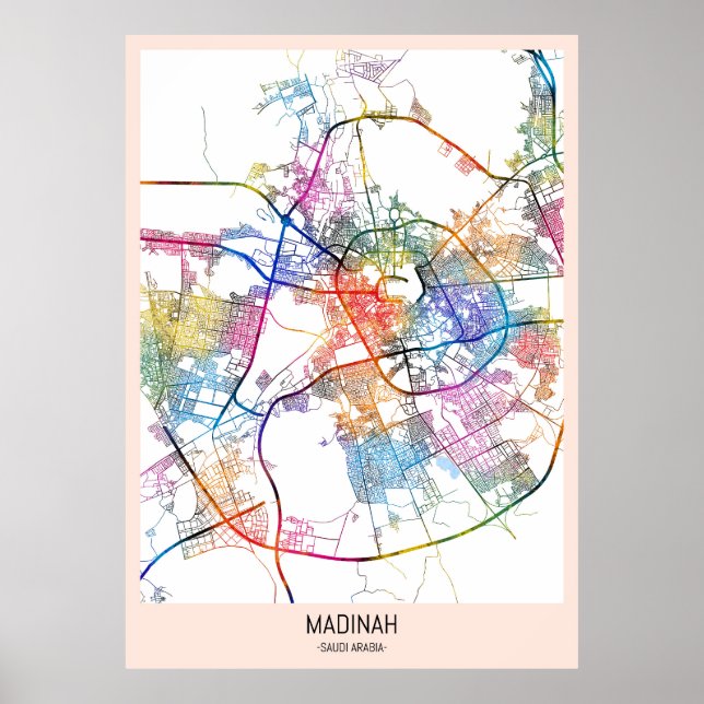 Poster Mapa da Cidade da Arábia Saudita (Frente)