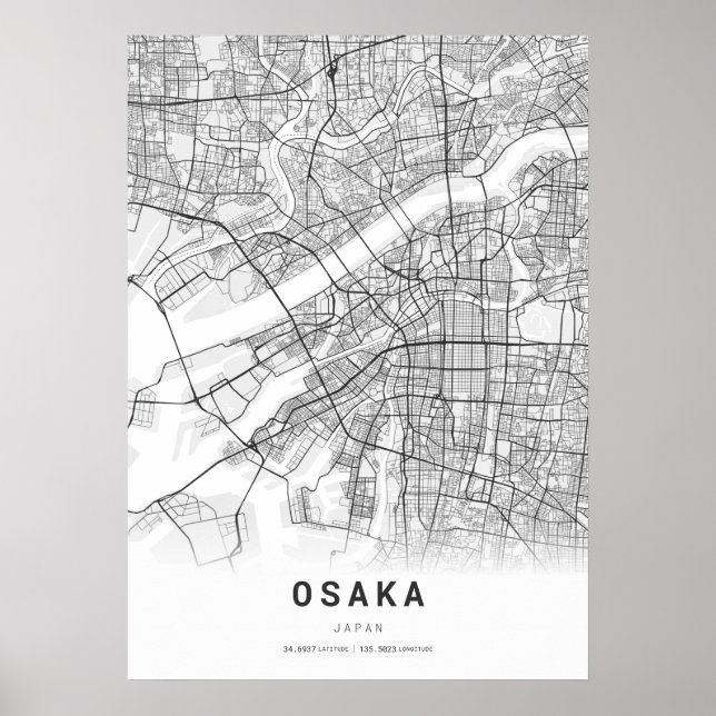 Poster Mapa da Cidade da Cartografia de Osaka (Frente)